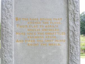 The most famous inscription of the concord minuteman statue